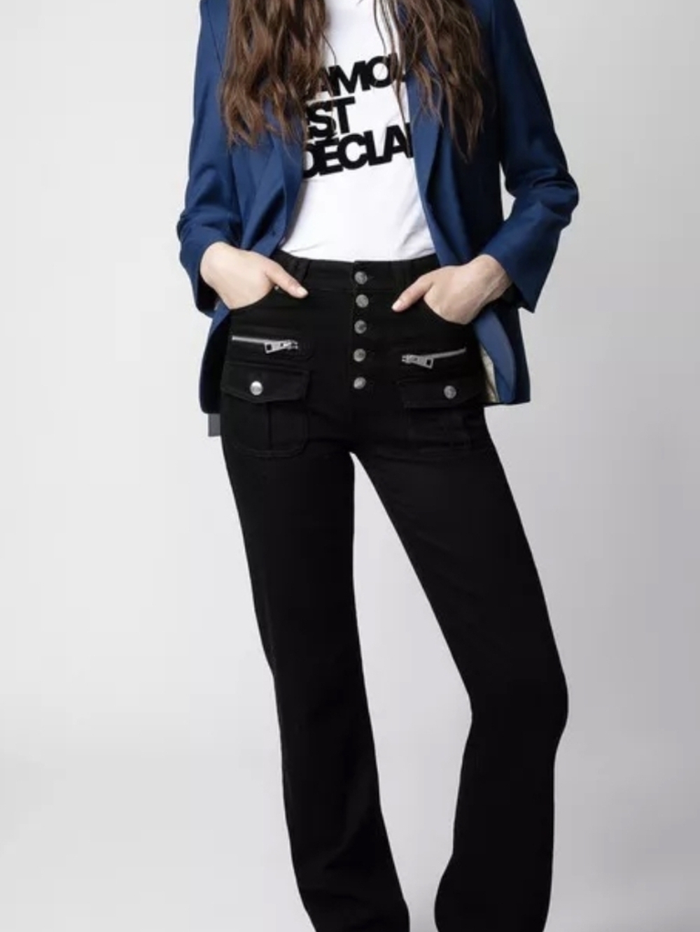 Zadig And Voltaire Black Button-Front Jeans